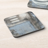 Abstrakte graue und blaue Malerei Getränkeuntersetzer (Linke Seite)