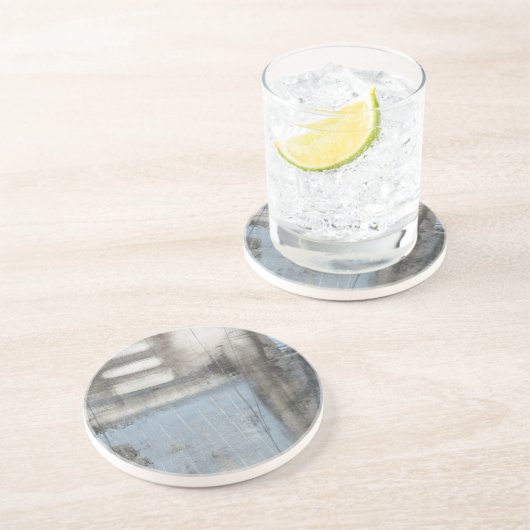 Abstrakte graue und blaue Malerei Getränkeuntersetzer (Seite)