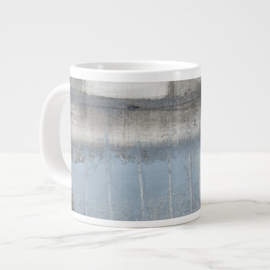 Abstrakte graue und blaue Malerei Jumbo-Tasse (Vorderseite Links)
