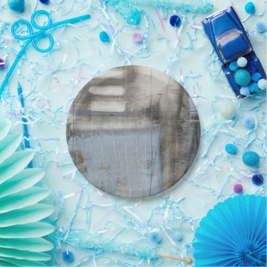 Abstrakte graue und blaue Malerei Pappteller (Party)