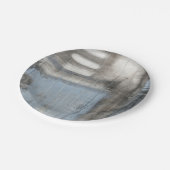Abstrakte graue und blaue Malerei Pappteller (Schrägansicht)