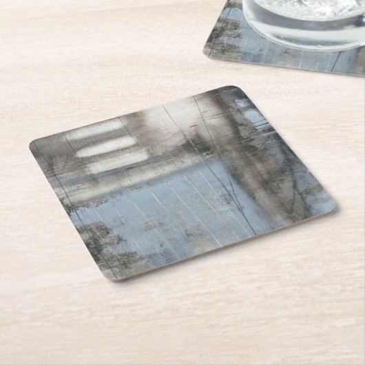 Abstrakte graue und blaue Malerei Rechteckiger Pappuntersetzer (angewinkelt)