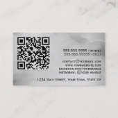 Abstrakte graue Wasserfarbe mit Silver QR Code Visitenkarte (Rückseite)