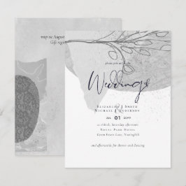 Abstrakte graue Weiße Hochzeit lädt zu einem günst Einladung