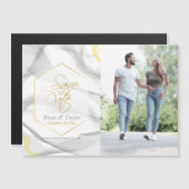 Abstrakte graugelbe Hochzeit retten das Datum Magneteinladung (Vorne/Hinten)