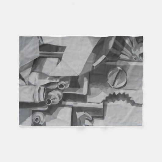 Abstrakte Grauschattierungen Fleecedecke (Vorderseite (Horizontal))