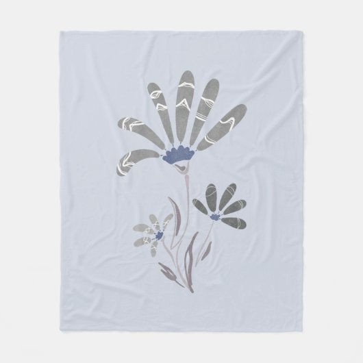 Abstrakte Graustufen-Psychedelische Blume Fleecedecke (Vorderseite)