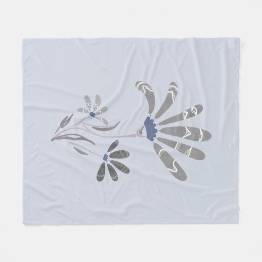 Abstrakte Graustufen-Psychedelische Blume Fleecedecke (Vorderseite (Horizontal))