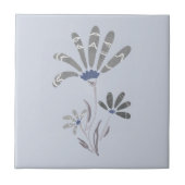 Abstrakte Graustufen-Psychedelische Blume Fliese (Vorderseite)