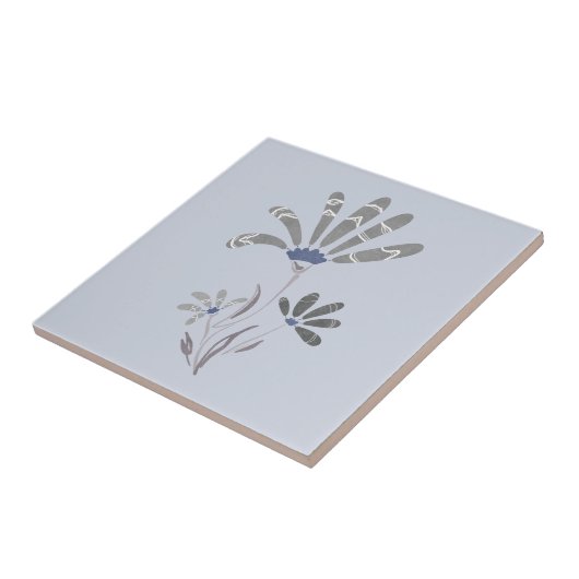 Abstrakte Graustufen-Psychedelische Blume Fliese (Seite)