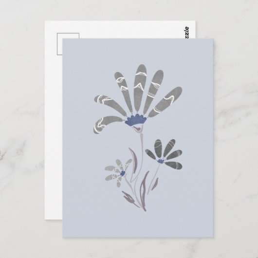 Abstrakte Graustufen-Psychedelische Blume Postkarte (Vorne/Hinten)