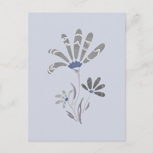 Abstrakte Graustufen-Psychedelische Blume Postkarte (Vorderseite)