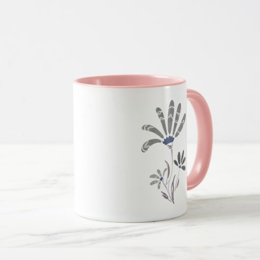 Abstrakte Graustufen-Psychedelische Blume Tasse (VorderseiteRechts)