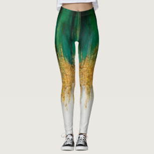 Abstrakte Green and gold Motion Leggings
