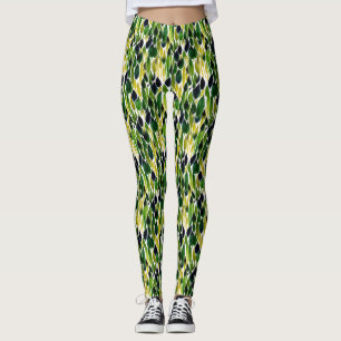 Abstrakte Green und Gold-Blätter Leggings