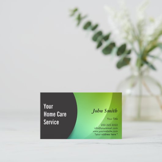 Abstrakte Green Zuhause Nursing Care Business Card Visitenkarte (Stehend Vorderseite)