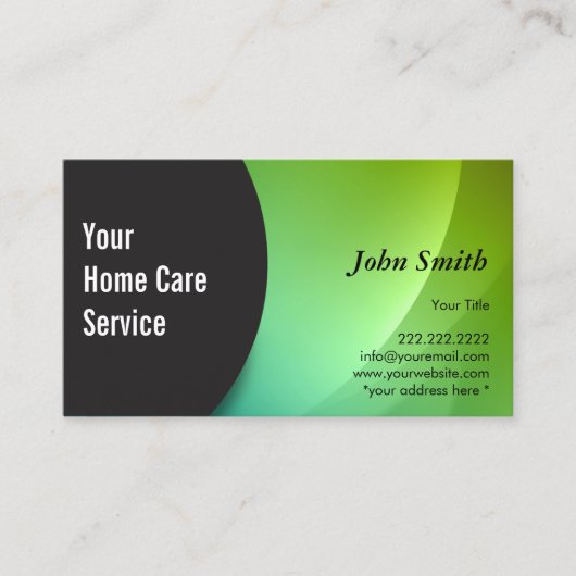 Abstrakte Green Zuhause Nursing Care Business Card Visitenkarte (Vorderseite)