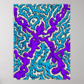 Abstrakte Grenzübergänge in Blau und Lila Poster (Vorne)