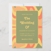 Abstrakte Groovy Retro 70er Hippie Wedding Einladung (Vorderseite)