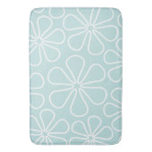 Abstrakte große Blume Weiß auf Enteneier blau Badematte (Vorderseite Vertikal)