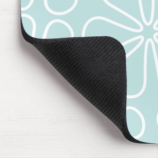 Abstrakte große Blume Weiß auf Enteneier blau Mousepad (Ecke)
