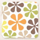 Abstrakte große Blumen-Retro Farben Rechteckiger Pappuntersetzer (Vorderseite)