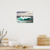 Abstrakte große Ozeanwelle rollt in die Küste Poster (Küche)
