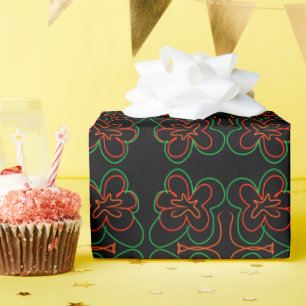 Abstrakte grün-orange Blume Geschenkpapier