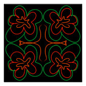 Abstrakte grün-orange Blume Poster (Vorderseite)