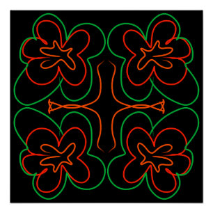 Abstrakte grün-orange Blume Poster