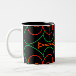 Abstrakte grün-orange Blume Zweifarbige Tasse