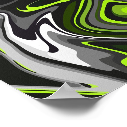 Abstrakte Grün- und Grau-Fluid-Kunst mit feinen Wi Poster (Ecke)