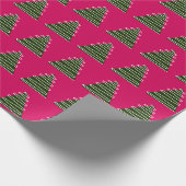 Abstrakte, grüne Bäume in Rosa Geschenkpapier (Ecke)