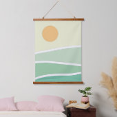 Abstrakte grüne Berge Wandteppich Mit Holzrahmen (Schlafzimmer)