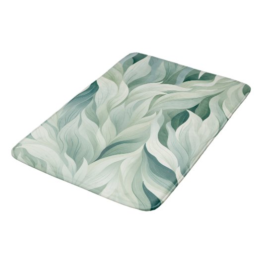 Abstrakte grüne Blätter Muster-Hintergrund Badematte (Schrägansicht)