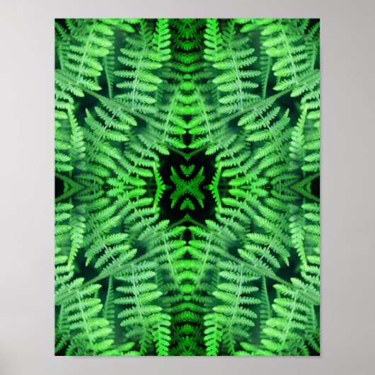 Abstrakte Grüne Blattfarne Poster (Vorne)