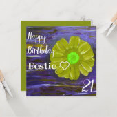 Abstrakte grüne Blume Custom Bestie Geburtstag Karte (Vorderseite/Rückseite Beispiel)