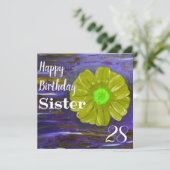 Abstrakte grüne Blume Custom Schwester Geburtstag Karte (Stehend Vorderseite)