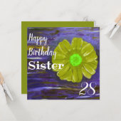 Abstrakte grüne Blume Custom Schwester Geburtstag Karte (Vorderseite/Rückseite Beispiel)