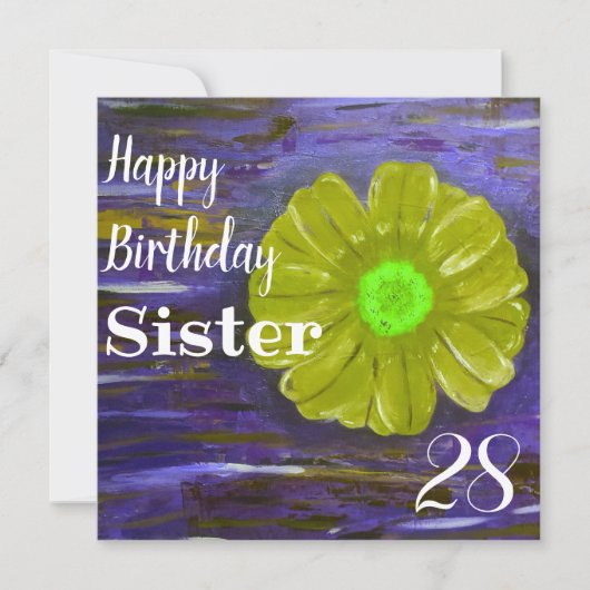 Abstrakte grüne Blume Custom Schwester Geburtstag Karte (Vorderseite)