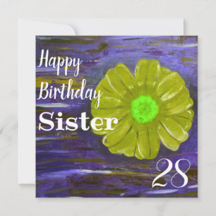 Abstrakte grüne Blume Custom Schwester Geburtstag Karte