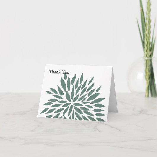 Abstrakte grüne Blume Dankeskarte (Vorderseite)