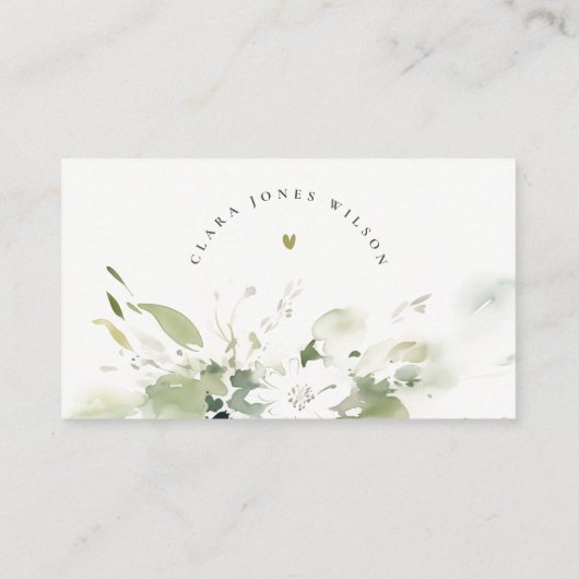 Abstrakte grüne Blütendusche Kinderdusche Begleitkarte (Rückseite)