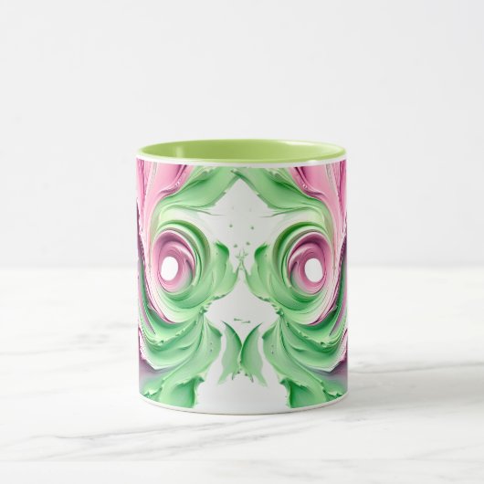 ABSTRAKTE GRÜNE FARBE SYMMETRISCHE MOTIVE TASSE (Zentrum)