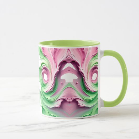 ABSTRAKTE GRÜNE FARBE SYMMETRISCHE MOTIVE TASSE (Rechts)