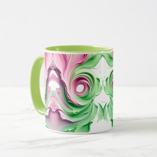 ABSTRAKTE GRÜNE FARBE SYMMETRISCHE MOTIVE TASSE (Vorderseite Links)