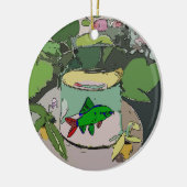 Abstrakte grüne Fische, Hinzufügen, Bearbeiten Keramik Ornament (Links)