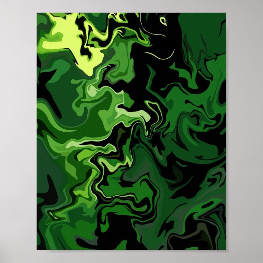 Abstrakte grüne Fließkunst Poster (Vorne)