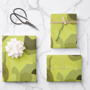 Abstrakte grüne Fluid-Kunst mit dunklen Akzenten Geschenkpapier Set