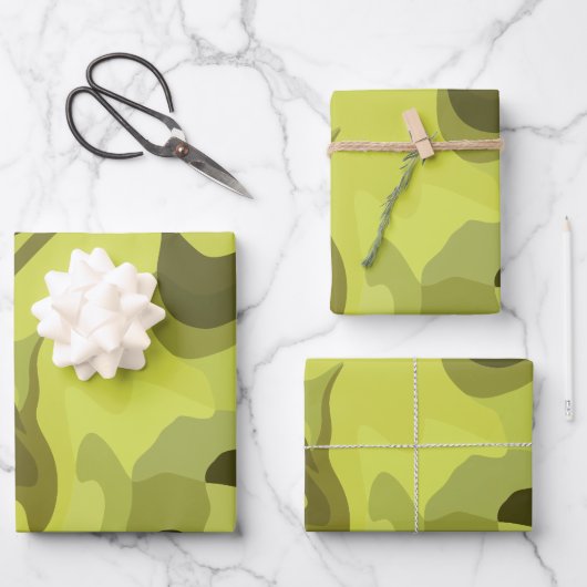 Abstrakte grüne Fluid-Kunst mit dunklen Akzenten Geschenkpapier Set (Vorderseite)